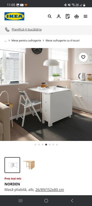 Masa pliabila Norden IKEA