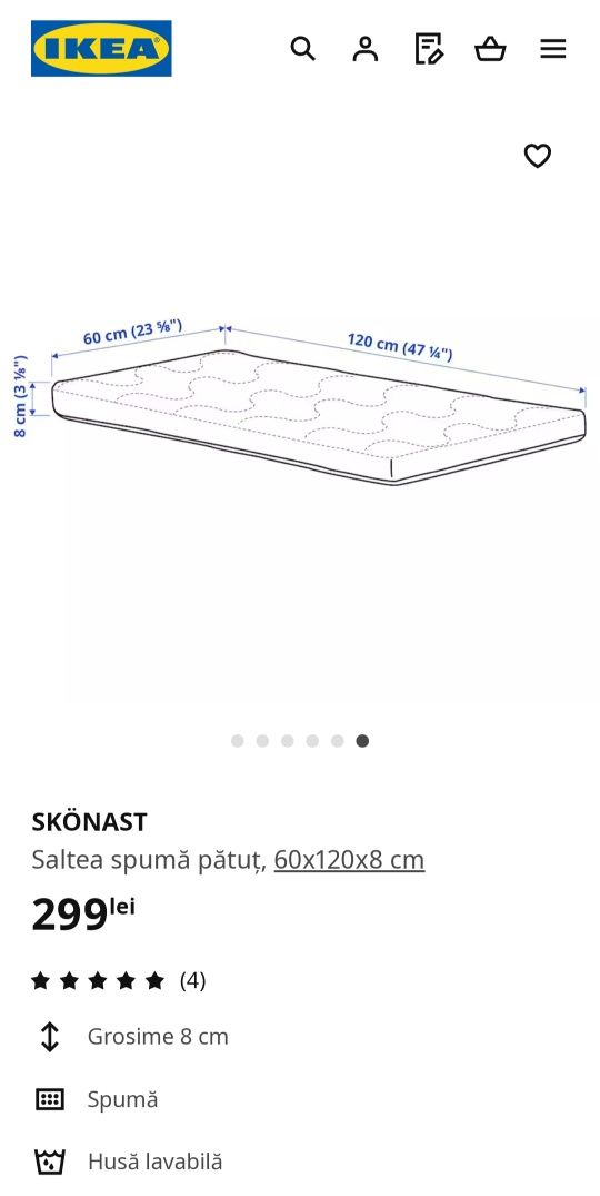 Saltea spumă IKEA 60x120 cm