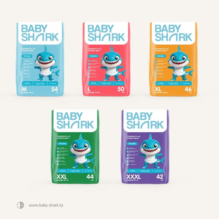 Подгузники/Трусики  Baby Shark, Мама знает,Мини вини. Kawaii