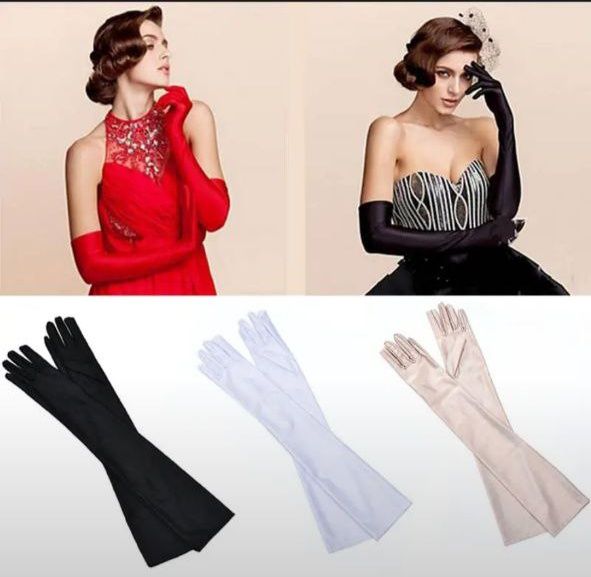 Вечерние женские длинные перчатки,красные и черные