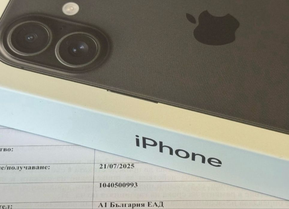 ЗАПЕЧАТАН 128GB iPhone 16 Гаранция от A1 до 2027 Black / Черен