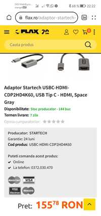 Adaptor Startech USBC-HDMI-CDP2HD4K60, USB Tip C - HDMI, Space Gray