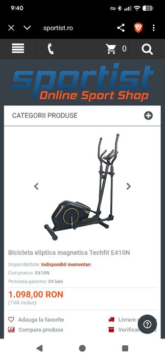 Bicicleta eliptica magnetica Techfit E410E