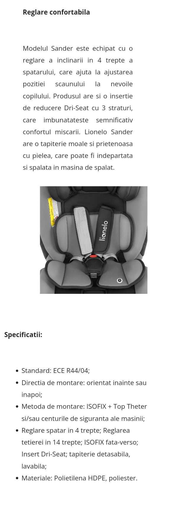 Scaun auto izofix 0-12 ani