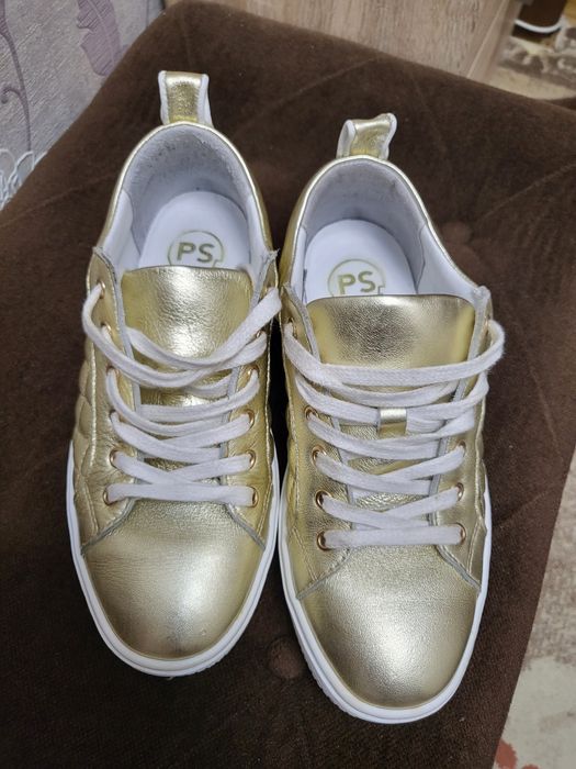 Sneaker Poelman aurii, piele int-ext mărime 38