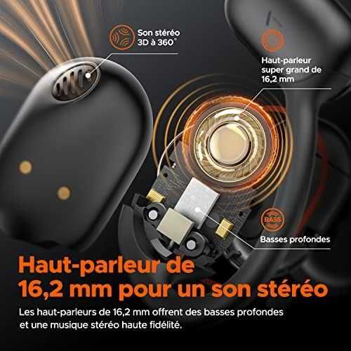 Casti truefree O1 Open Ear Bluetooth 5.3, 4 microfoane, 45h autonomie