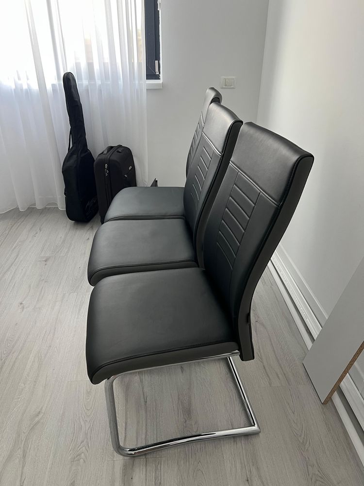 100lei nou, scaune din piele, 3 piese, negru