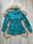 Camasa turcoaz oversize tip jacheta