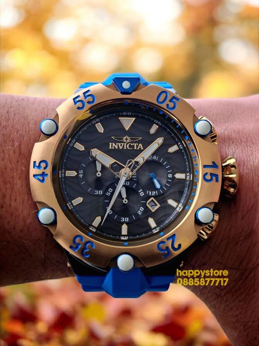 INVICTA Velmore Gold/Blue 54 mm, Инвикта нов ръчен часовник