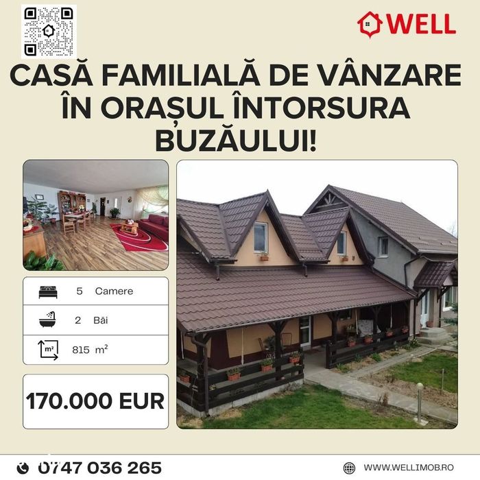 Casă familială de vânzare în orașul Întorsura Buzăului.