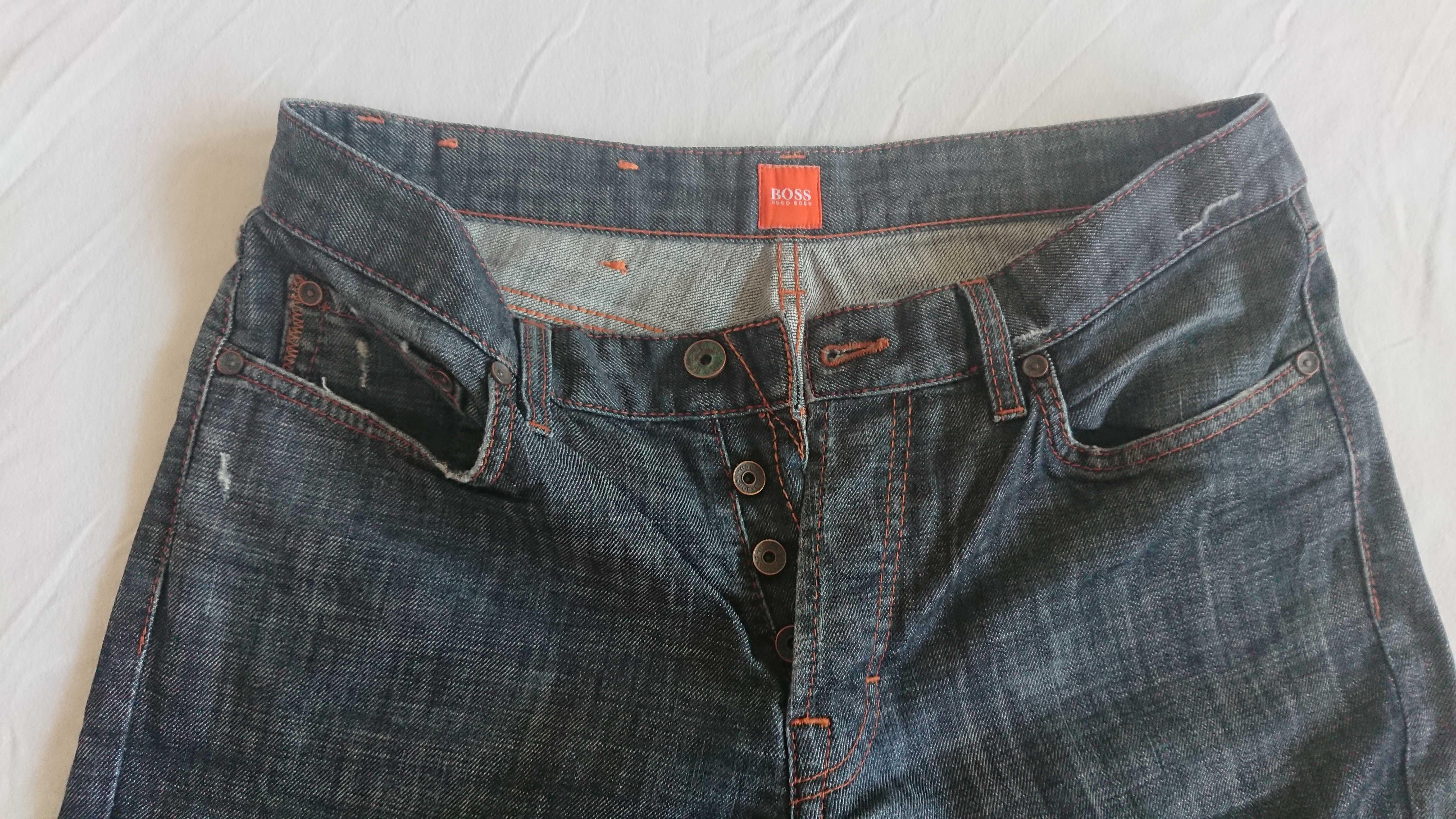 Мъжки оригинални дънки панталони HUGO BOSS Black Green Orange 34 36