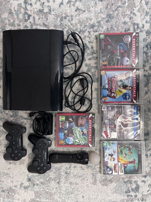 Прошитая Ps3 super slim 500гб +PS move, PS eye