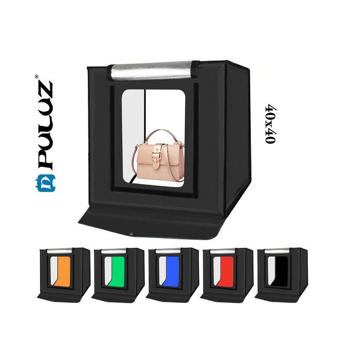 Lightbox PULUZ 40cm cub foto led incorporat pt fotografie de produs