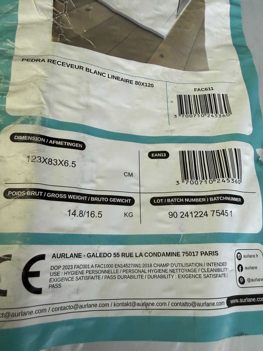 Aurlane FAC611 Cadita de dus efect de piatra alba