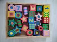 2 Seturi Jocuri Cuburi lemn cu activități copii