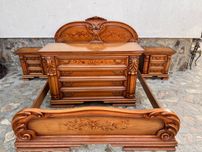 Dormitor stil Baroc din lemn masiv scultat cu intarsii florale !