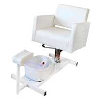 Козметичен стол за педикюр, модел KL6606 - бял/черен - еко кожа