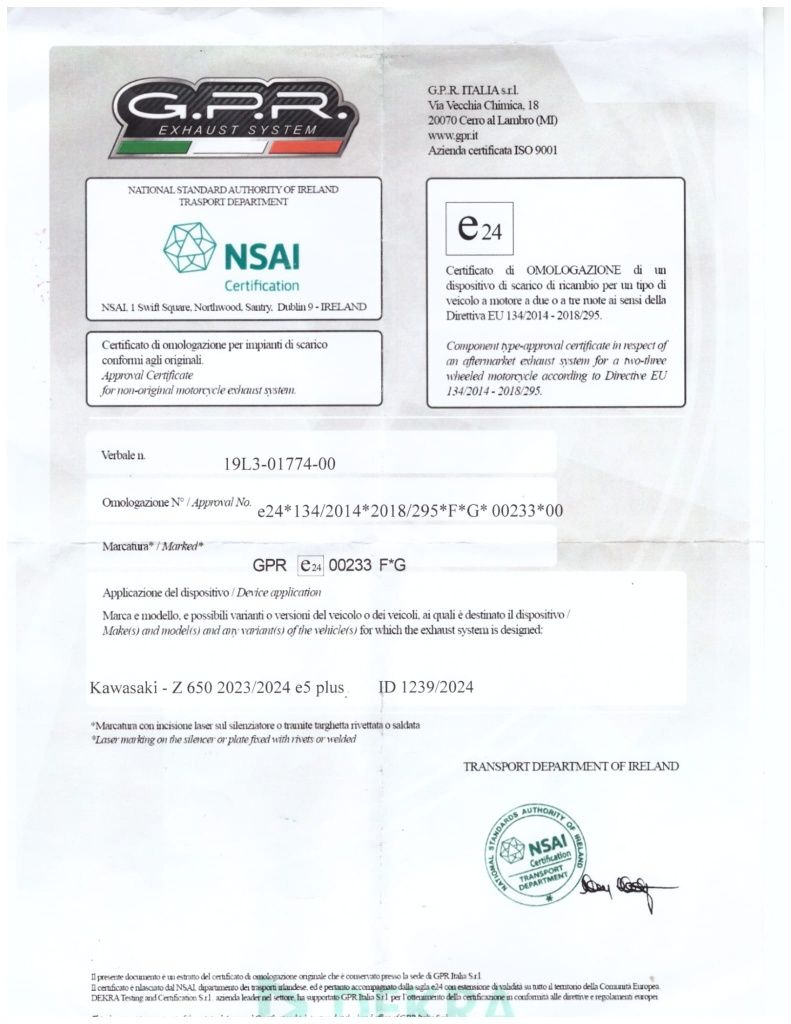 Sistem de eșapament complet GPR Furore Nero pentru Kawasaki Z650 2023
