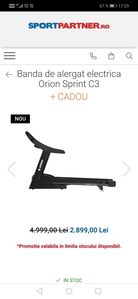 Bandă de alergat electrică Orion Sprint C3