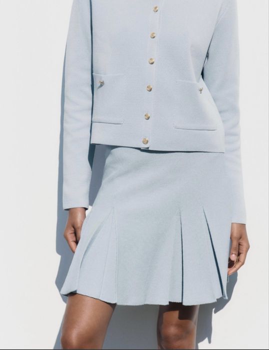 Fusta cu pliuri, Zara, noua, bleu,, M