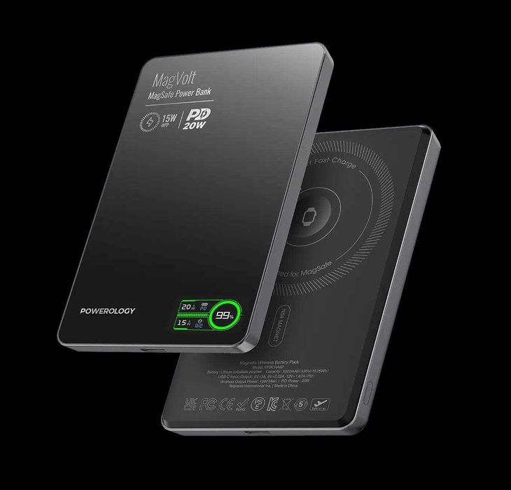Powerology MagVolt — сверхтонкий магнитный Power Bank. Есть доставка