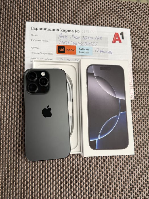 НОВ!/*ЛИЗИНГ*/ iPhone 16 Pro 128Gb Black Titanium 24М гаранция