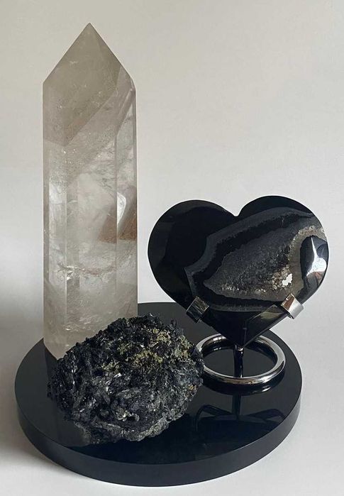 Decor Cristale - Cuart Transparent&Agat Negru&Turmalina - Set cristale