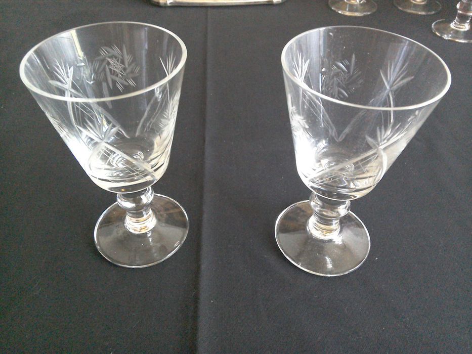 Pahare cristal nobil, bizotate manual - 6 bucăți