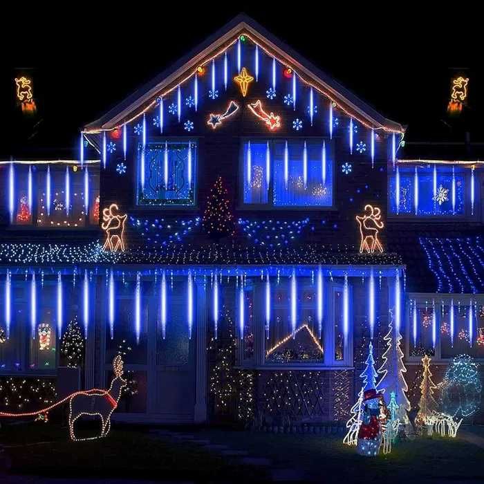 Многоцветен падащ сняг коледни лампи