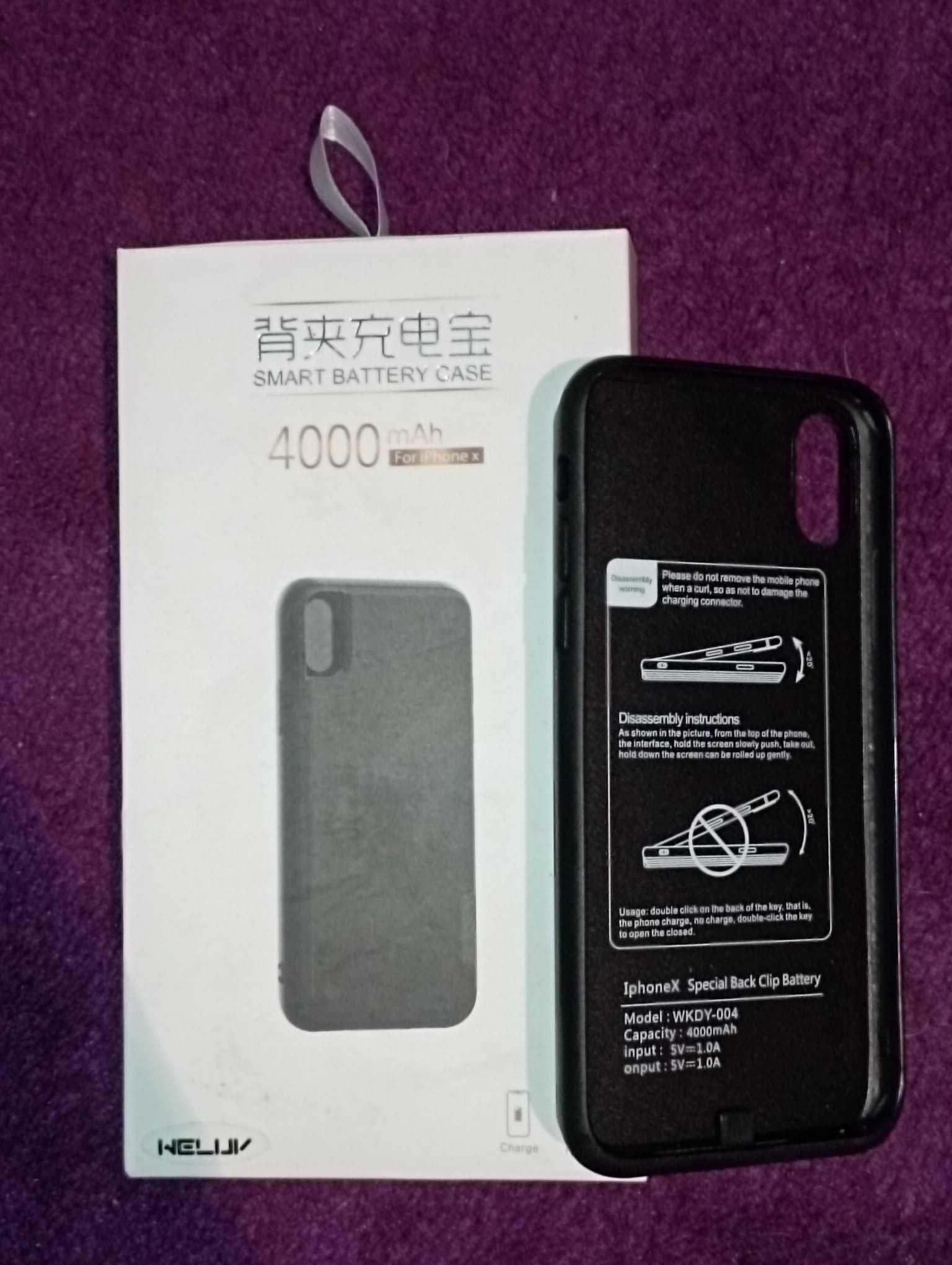 Husa cu Baterie Compatibila cu iPhone X ,4000 mAh, negru