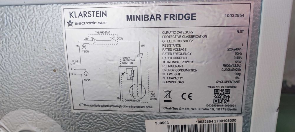 Хладилник з фризьор мини бар KLARSTEIN 40л