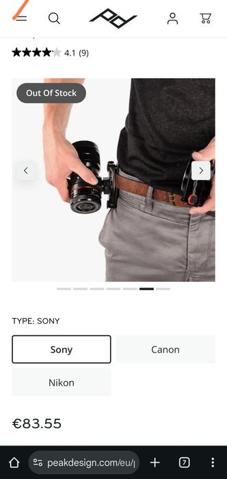 Kit prindere curea peak design capture lens Sony fe