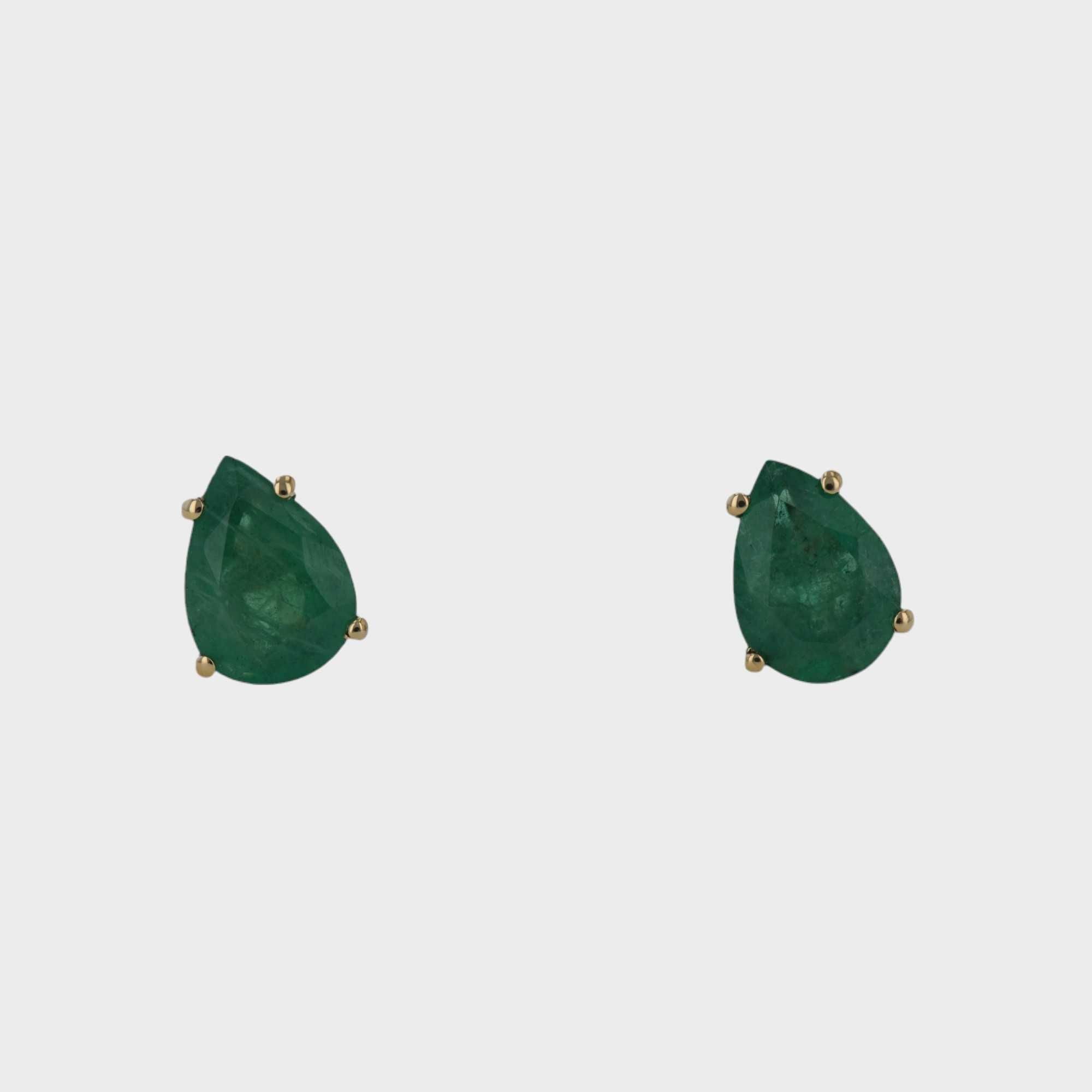 Cercei din aur galben/roz 18k cu smaralde cod 9657,9660,9661