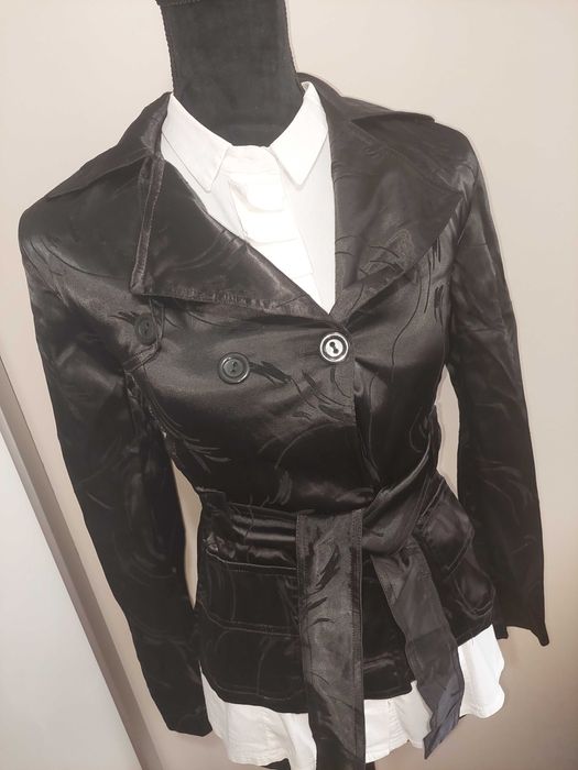 Jacheta/sacou negru stil office/elegant satinat cambrat