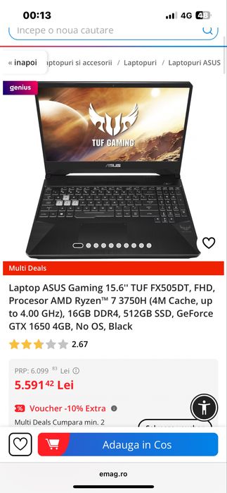 Vad laptop asus tuf fx505dt