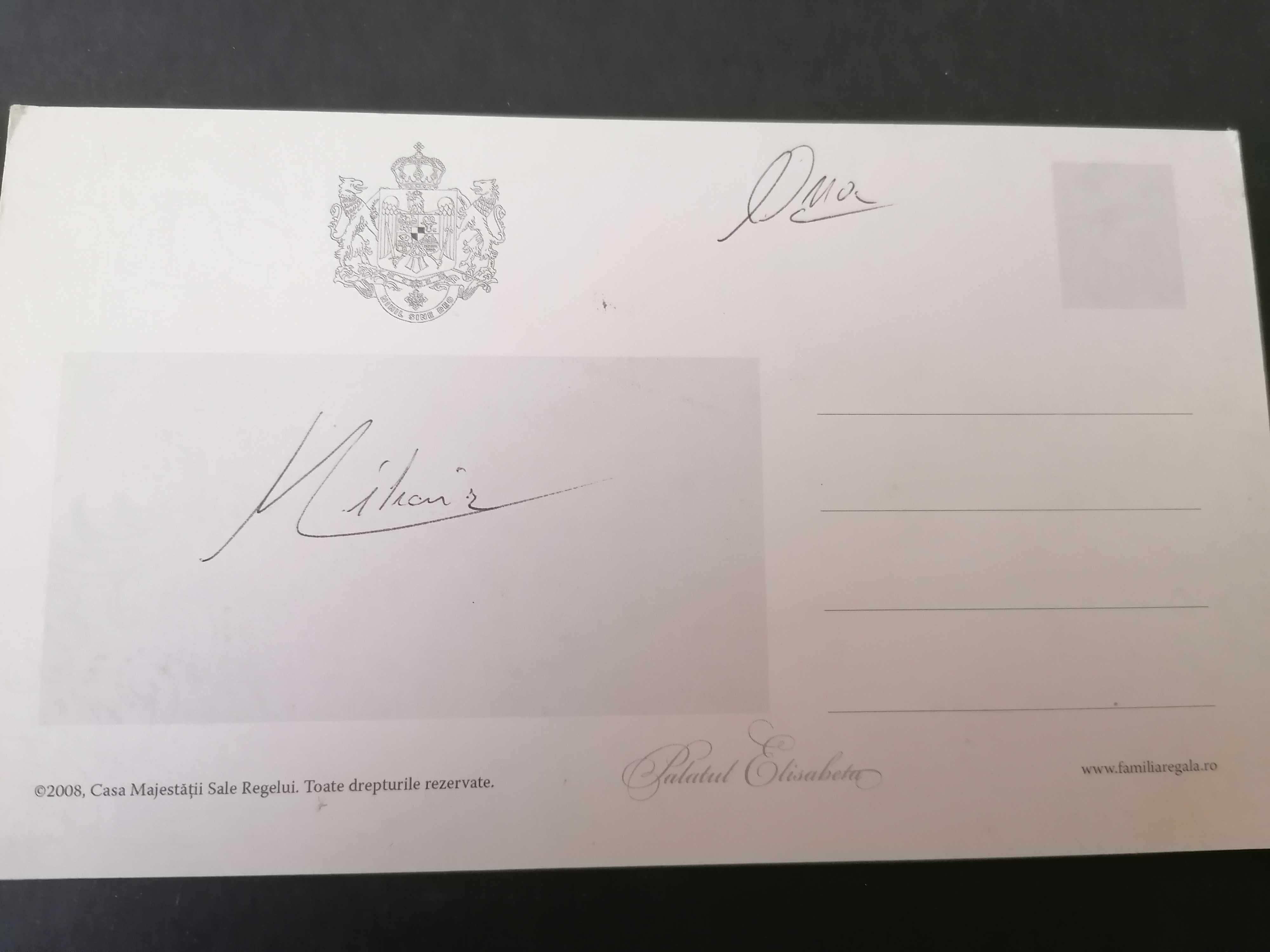 Carte Poștală, cu semnătura Regelui Mihai si a Reginei Ana