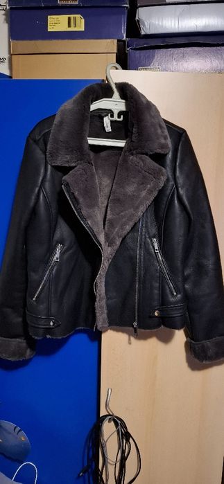 Jacheta din imitatie de piele Mango