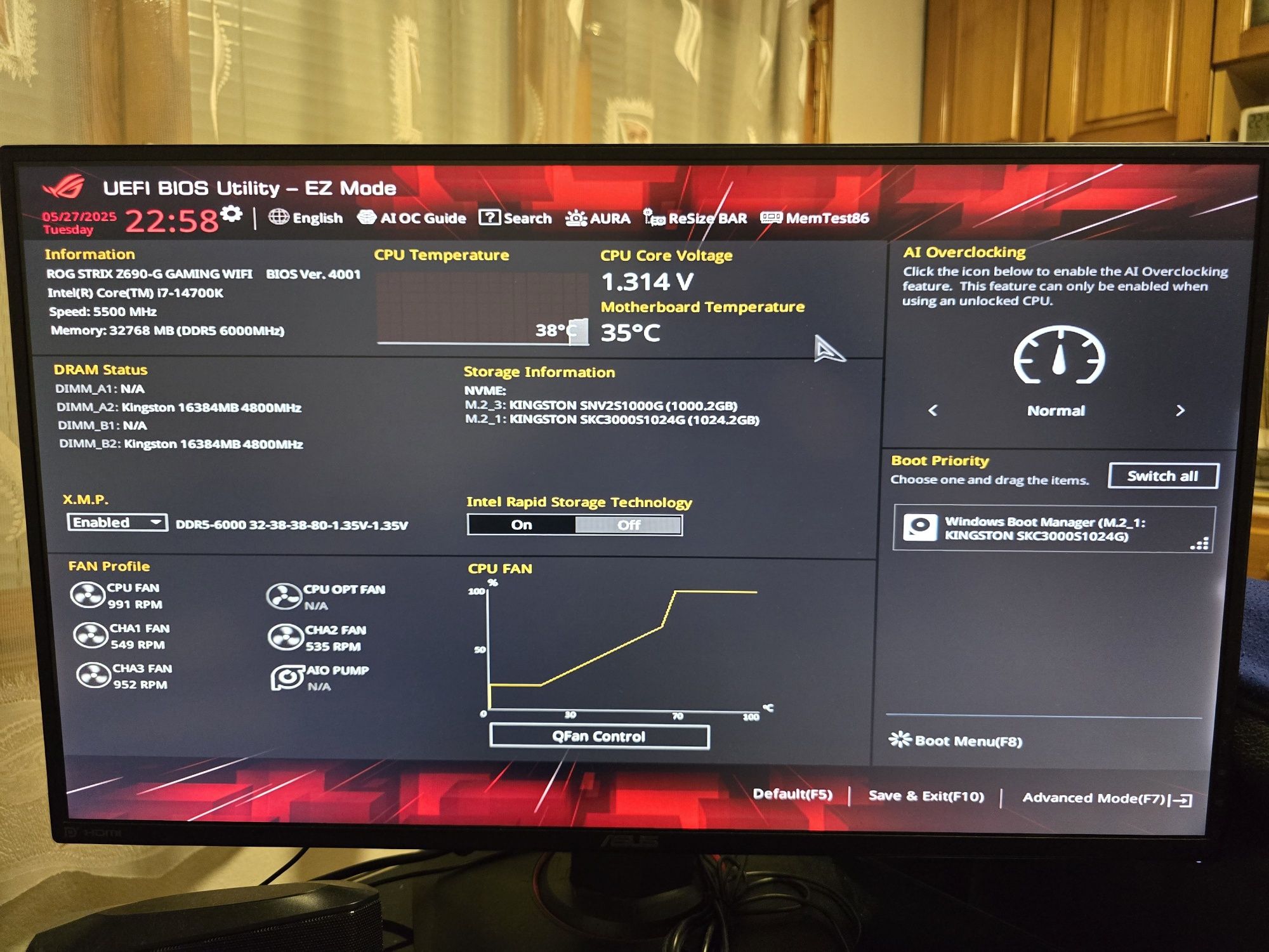 Дънна платка ROG STRIX Z690-G GAMING WIFI DDR5 LGA1700