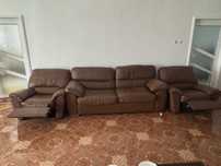 Canapea din piele cu 2 fotolii extensibile