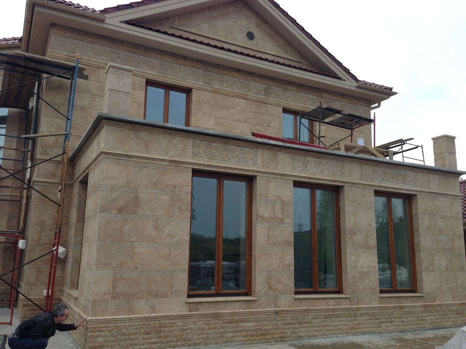 Монтаж фасадных работ, травертин , ФЦП