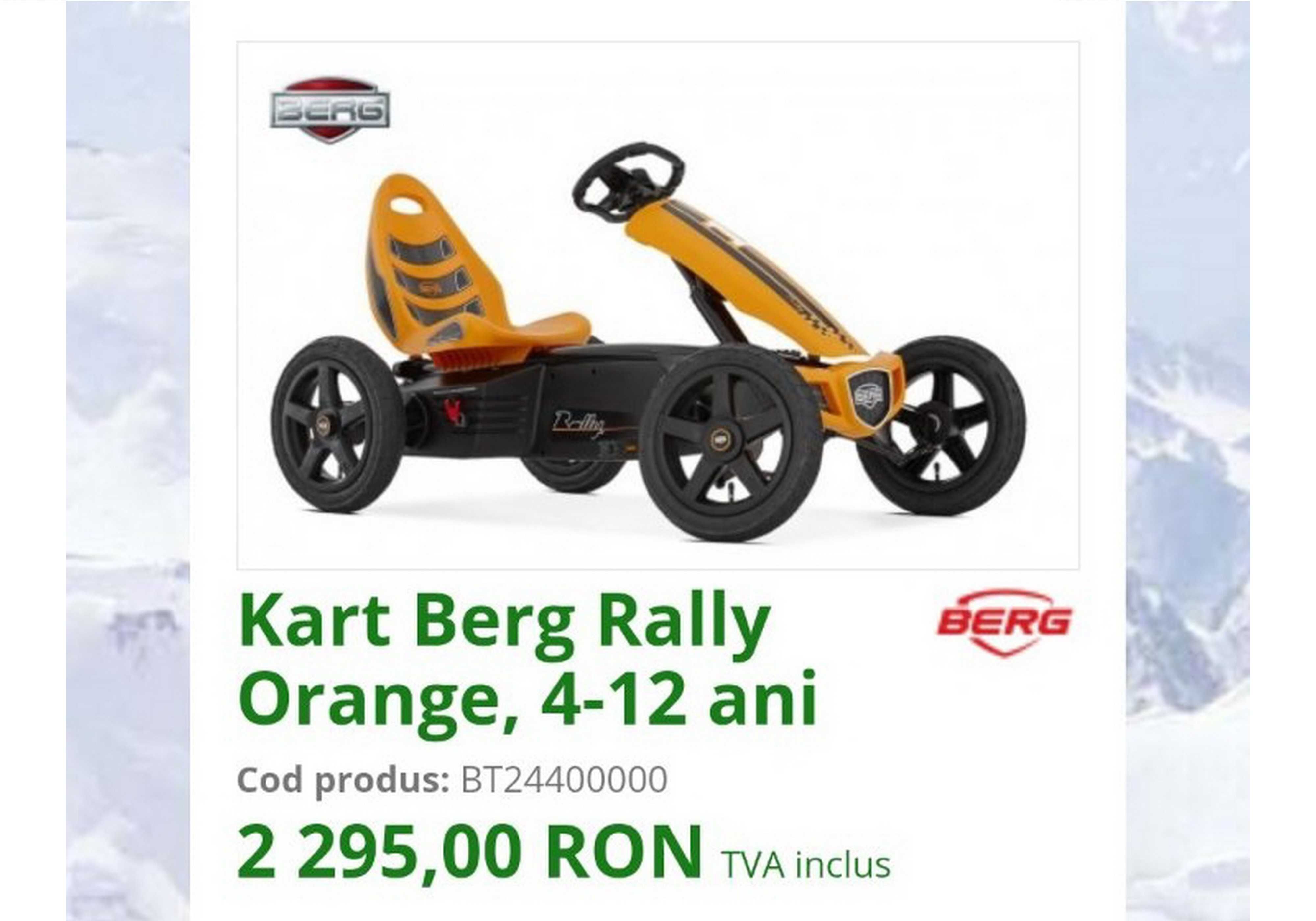Cart (kart) cu pedale pentru copii BERG Rally - orange