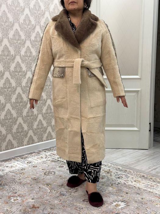 Шуба, альпака, оверсайз, натуральный питон