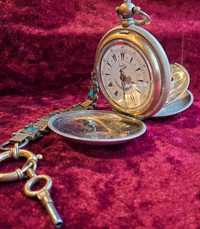 Старинен ръчно гравирана Османски джобен часовник с кюстек