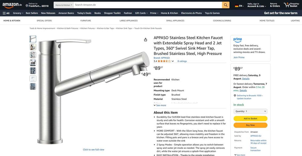 Baterie chiuveta cu Dus+ cartus Ceramic,Crom Periat,REDUS de la 450RON