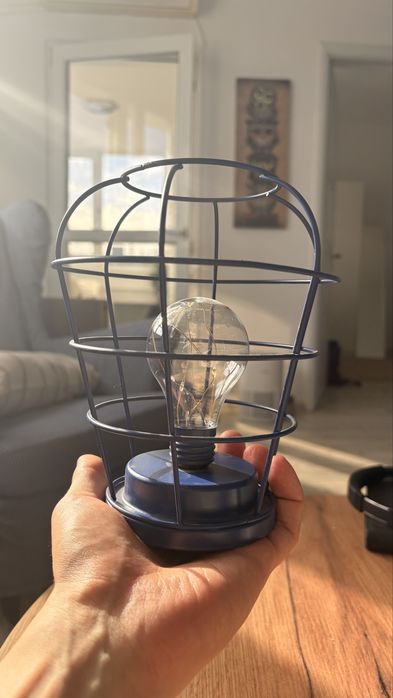 Lampa decorativa retro pe baterii Kik, tip colivie, cu lampa LED