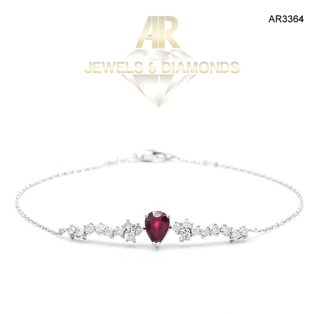 Bratara Aur Alb cu Diamante si Rubin model nou ARJEWELS(AR3364)