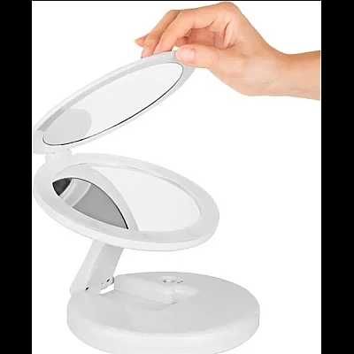 Oglinda cosmetica 2 in 1 pliabila led efect de lupa reincarcabila