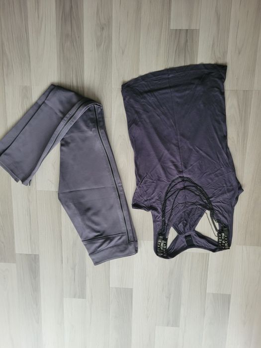 Pantaloni +top gri de firma marime M
