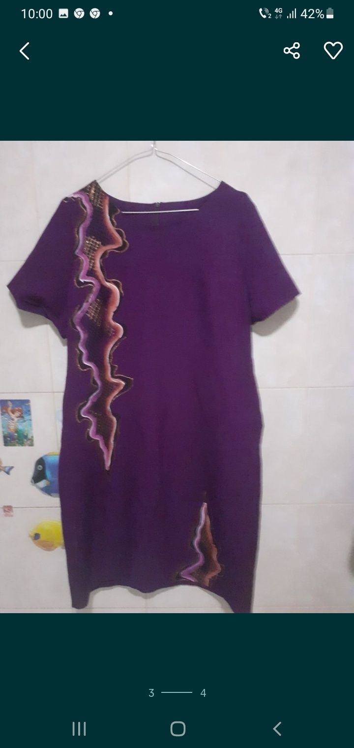 Rochie de dama mov cu imprimeuri.pe rochiță