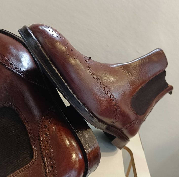 Ghete chelsea brogue 40.5 41 premium Navyboot piele naturala moale